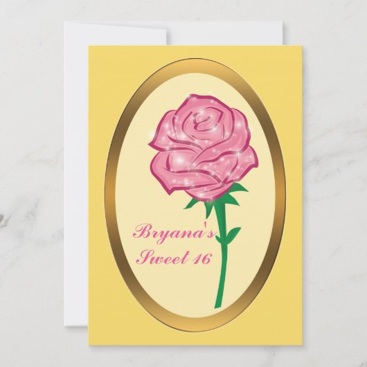 Roze Glitter betoverde Roos Elegant Party Kaart (Voorkant)