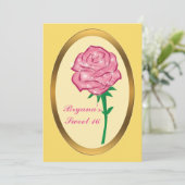 Roze Glitter betoverde Roos Elegant Party Kaart (Staand voorkant)