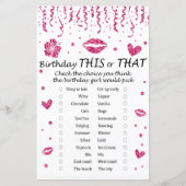 Roze glitter Birthday Dit of dat spel (Voorkant)