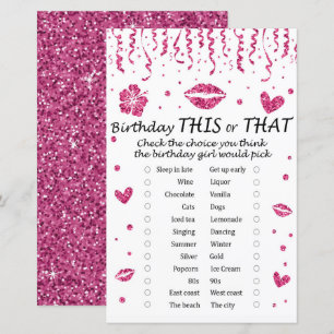 Roze glitter Birthday Dit of dat spel