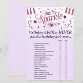 Roze glitter Birthday Ever of Nooit Game (Voorkant / Achterkant)