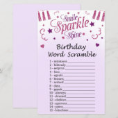 Roze glitter Birthday Word Scramble Game (Voorkant / Achterkant)