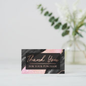 Roze Glitter Black Hartelijk dank voor uw aankoop Visitekaartje (Staand voorkant)