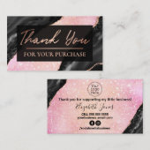 Roze Glitter Black Hartelijk dank voor uw aankoop Visitekaartje (Voorkant / Achterkant)