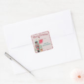  roze glitter & Blauwgroen kerstkerst Vierkante Sticker (Envelop)
