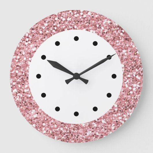 Roze glitter Bling Clocks Grote Klok (Voorkant)