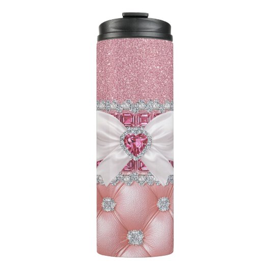 Roze Glitter Bling Thermosbeker (Voorkant)