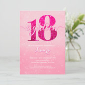 Roze Glitter Bliss 18e Verjaardag Kaart (Staand voorkant)