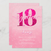 Roze Glitter Bliss 18e Verjaardag Kaart (Voorkant / Achterkant)