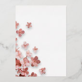 Roze Glitter Bloemen Bloemen 50ste Verjaardag Folie Uitnodiging (Achterkant)