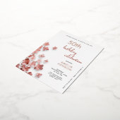 Roze Glitter Bloemen Bloemen 50ste Verjaardag Folie Uitnodiging Briefkaart (Gedraaid)