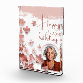 Roze Glitter Bloemen Bloemen 80ste Verjaardag Fotoblokken (Rechts)