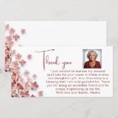 Roze Glitter Bloemen Bloemen Bloemen Verjaardag Fo Bedankkaart (Voorkant / Achterkant)