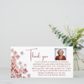 Roze Glitter Bloemen Bloemen Bloemen Verjaardag Fo Bedankkaart (Staand voorkant)