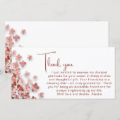 Roze Glitter Bloemen Bloemen Bloemen Verjaardag Vr Bedankkaart (Voorkant / Achterkant)