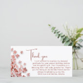 Roze Glitter Bloemen Bloemen Bloemen Verjaardag Vr Bedankkaart (Staand voorkant)