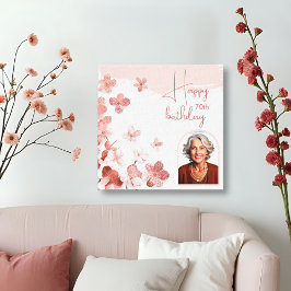 Roze Glitter Bloemen Bloemen Foto 70e Verjaardag Canvas Afdruk