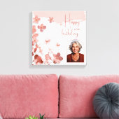 Roze Glitter Bloemen Bloemen Foto Verjaardag Canvas Afdruk (Insitu (Woonkamer))