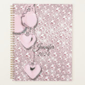 Roze Glitter Blush Drips Monogram 2024 Planner (Voorkant)