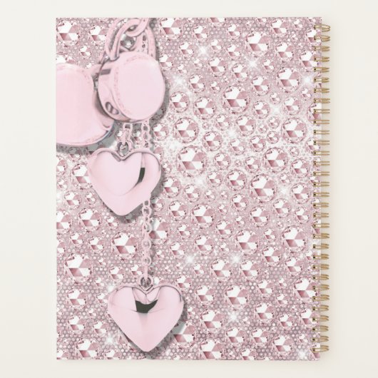 Roze Glitter Blush Drips Monogram 2024 Planner (Achterkant)