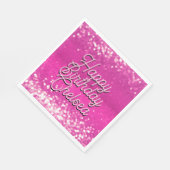 Roze Glitter Bokeh Aangepaste Tekst Servet (Hoek)