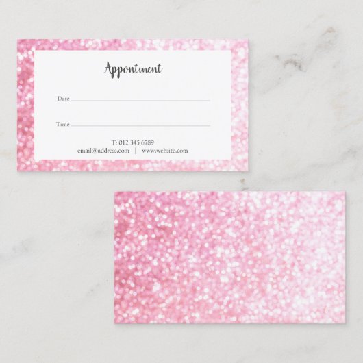 Roze Glitter Bokeh Afspraakkaart Visitekaartje (Voorkant / Achterkant)