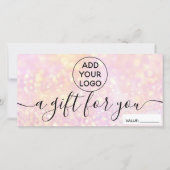Roze glitter bokeh chic grilylogo gift certificaat (Voorkant)