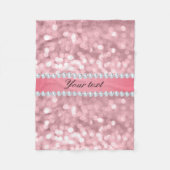 Roze Glitter Bokeh en Diamonds - Gepersonaliseerd Fleece Deken (Voorkant)