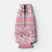 Roze Glitter Bokeh en Diamonds - Gepersonaliseerd Flesjeskoeler (Achterkant)