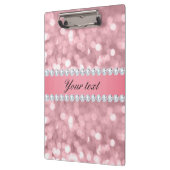 Roze Glitter Bokeh en Diamonds - Gepersonaliseerd Klembord (Links)