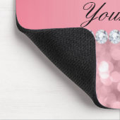Roze Glitter Bokeh en Diamonds - Gepersonaliseerd Muismat (Hoek)