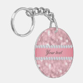 Roze Glitter Bokeh en Diamonds - Gepersonaliseerd Sleutelhanger (Voorkant Links)