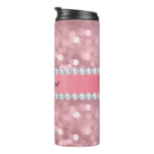 Roze Glitter Bokeh en Diamonds - Gepersonaliseerd Thermosbeker (Geroteerd rechts)