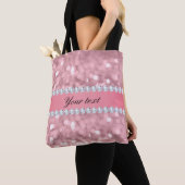 Roze Glitter Bokeh en Diamonds - Gepersonaliseerd Tote Bag (Dichtbij)