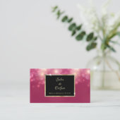 Roze Glitter Bokeh Sparkles Luxe Haarsalon Visitekaartje (Staand voorkant)