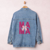 Roze Glitter Boog MAMA Coquette Esthetische Moeder Denim Jacket (Hangar)