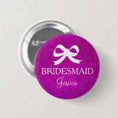 Roze glitter bridesmaid knop voor bruiloft ronde button 5,7 cm (Voorkant /achterkant)
