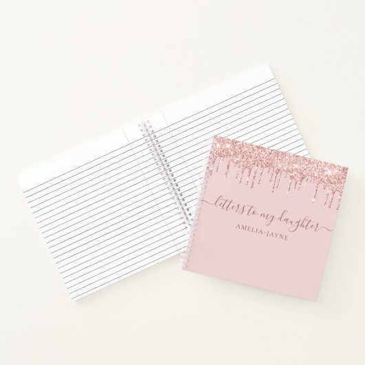 Roze Glitter-brieven naar mijn dochter Keepslag Notitieboek (Binnen)