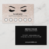 Roze Glitter Browbar Eyelash Custom Loyalty Visitekaartje (Voorkant / Achterkant)