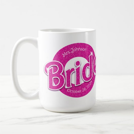 Roze Glitter Bruid Koffiemok (Links)