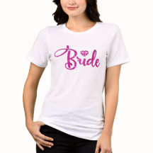 Roze Glitter Bruid T-shirt - Huwelijksuitnodiging 