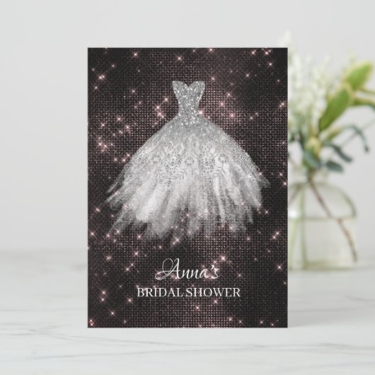 *~* Roze Glitter Bruids Jurk Bruids jurk Douche Kaart (Staand voorkant)