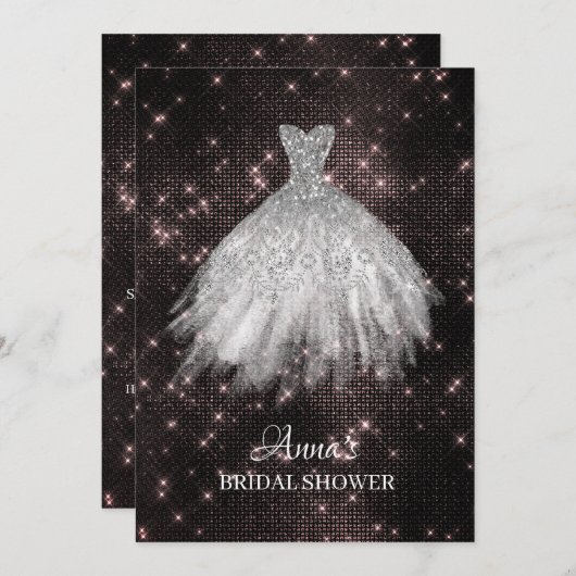 *~* Roze Glitter Bruids Jurk Bruids jurk Douche Kaart (Voorkant / Achterkant)