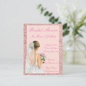 ROZE GLITTER BRUIDSDINER UITNODIGING (Staand voorkant)