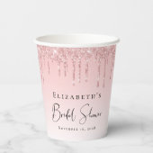 Roze Glitter Bruidsfeest Papieren Bekers (Achterkant)