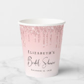 Roze Glitter Bruidsfeest Papieren Bekers (Voorkant)