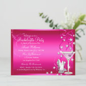 Roze Glitter Bruidsfeest Uitnodiging (Staand voorkant)