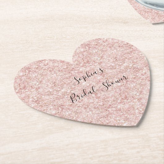 Roze Glitter Bruiloft Borrel Kartonnen Onderzetters (Gekanteld)