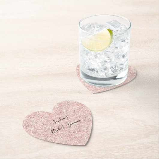 Roze Glitter Bruiloft Feest Kartonnen Onderzetters (Insitu)
