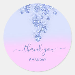 Roze Glitter Bruiloft Feest Sweet16th Bedankt Stof Ronde Sticker
